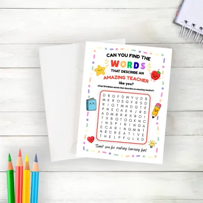 Teacher Appreciation Greeting Card/Amazing Teacher Thank You Greeting Card - Cute & Colorful