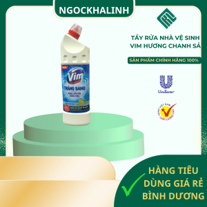 Gel tẩy rửa diệt khuẩn bồn cầu và nhà tắm Vim trắng sáng Hương chanh sả chai 870ml