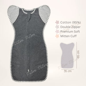DLARA Cotton Baby Zip Swaddle Arms Up with Foldover Mitten Cuffs Transition Swaddle Bedung Zip bayi