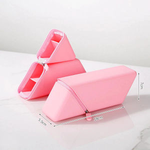 Soft Silicone Pencil Case Large Capacity Vertical Cute Folding Pencil Case Partitioned Zipper Pouch