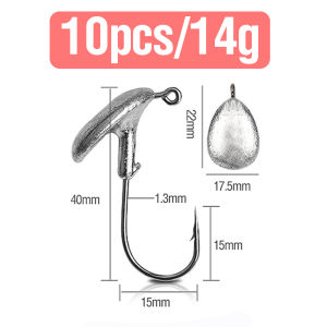 10PCS 3.5g/5g/7g/10g/14g Tumbler Fishing Hook Soft Lure Jigging Hook Jig Head