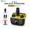 TNW A13 Wireless Microphone 2-In-1 Clip On Mic Wireless Dual Lavalier Mikrofon Iphone dan Charging Case Bluetooth Mikrofon Wireless Clip on untuk TikTok YouTube Facebook Live Stream. 