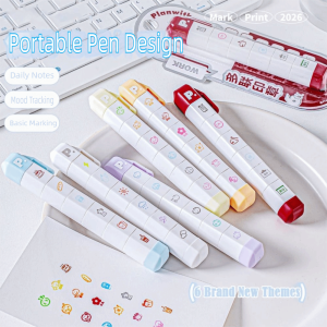 MUSASI Multi-Head Arrival Cute To Do List Journal Stamp Portable Detachable Stamp Mark Cute Seal Pen for Scrapbook Journal