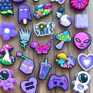 Purple series mixed shoe charms detachable creative trendy high-end and fun accessories for clogs cute