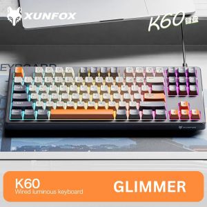 Bàn Phím Có Dây XUNFOX K60 - Bàn Phím Với Hiệu Ứng Đèn Nền Chiếu Sáng RGB
