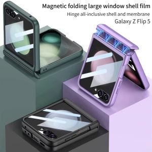 Original Case for Samsung Galaxy Z Flip 5 6 7 Magnetic Hinge With Screen Glass All-included Cover for Galaxy Z Flip7 Case
