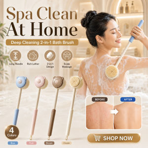 2 in 1 Deep Cleaning Bath Brush Body Scrubber Gentle Exfoliating Shower Brush Long Handle Back Scrubber Shampoo Comb Body Massaging Cleaning Brush Bathroom Skin Care Tool