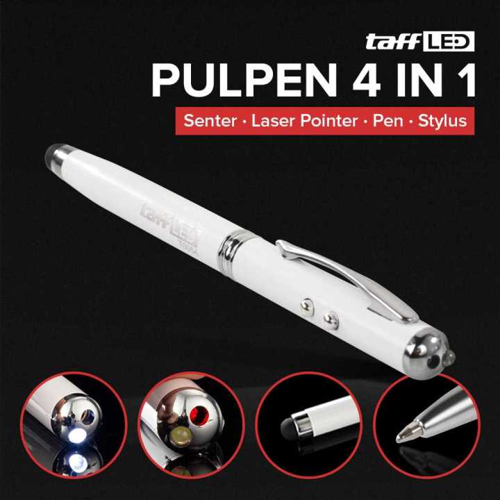4 in 1 Senter + Laser Pointer + Pen + Stylus / Laser Pointer Presentasi ...