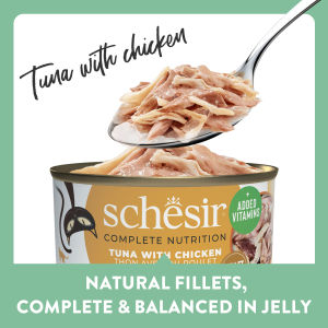 Schesir Cat Canned Wet Food in Natural Juicy Soft Jelly 85g | Highly Palatable (10 Tuna Recipes!)