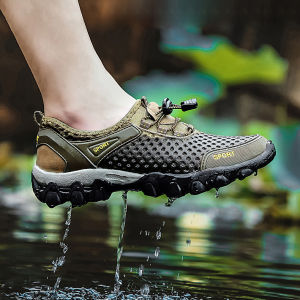 YoungShoes เดินทางรองเท้าปีนเขา กลางแจ้งตาข่ายรองเท้าเดินลุยน้ำ รองเท้าเดินป่าระบายอากาศ ไม่ลื่น ทนต่อการสึกหรอ รองเท้าผู้ชาย