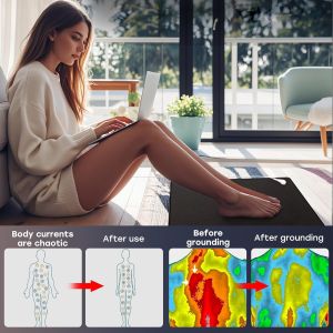 Grounding Mat (13 x 11) for Health.Grounding Mat at Home Office Work Healthy Full Body Balance & Wellness Support Magnetic Field Therapy，Include 15ft Straight Cord