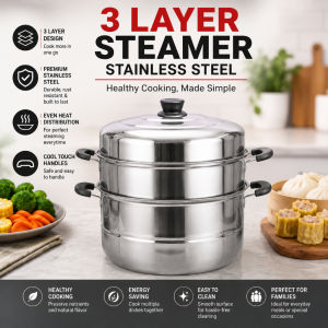 connox 2 Layer Stainless Steel Steamer Pot Multi-function Soup Steamed Pot With 27.5cm size