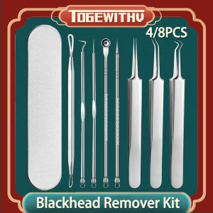 4PCS / 8PCS Blackhead Remover Kit Comedone Pimple Extractor Tool Acne Removal Kit Acne Needle Blemish Remover Set for Blackhead Whitehead Popping with Case