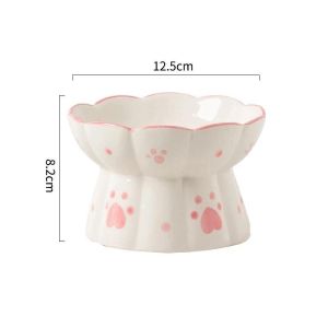 Ceramic Pet Bowl Petals Cat Elevated Bowls Puppy Feeding Bowl Cat Dogs Snack Water Bowls