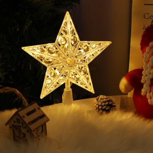 【Hibeautylife】Led Christmas Tree Top Star Light Glowing Five-pointed Xmas Ornaments New Year Party Decor