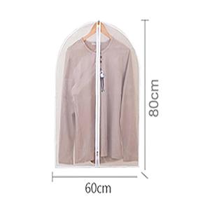 Peva Transparent Clothes Dust Cover Washable Bedroom Clothes Storage White With Zip Foldable