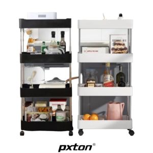 RAK SUSUN SERBAGUNA 4 TINGKAT RODA TROLI DENGAN RODA RAK KAMAR MANDI BAHAN PLASTIK PORTABLE RAK DAPUR RAK BUMBU