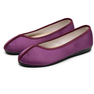 Flat Shoes Cow Tendon Soles Cloth Shoes Plain Tea Clothes Spring and Autumn Mom Shoes Womens Single Shoes Embroidered Shoes