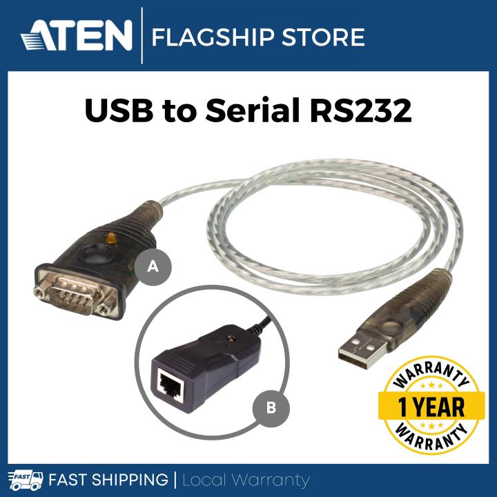 ATEN USB to RS232 Serial Converter Adapter Cable COM Port DB9 / RJ45 ...