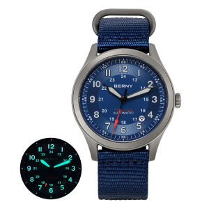 BERNY Titanium Automatic Mens Field Watches Date Sapphire Super Luminous Sports Easy Read Outdoor 10ATM Mechanical Watch