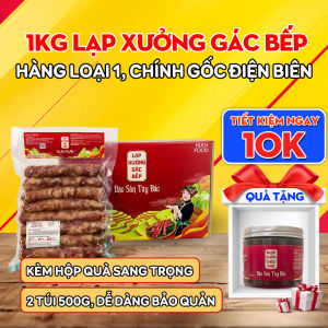 Lạp xưởng Tây Bắc gác bếp HUGI FOOD hàng loại 1 đạt chuẩn OCOP 500g lạp xưởng khô đặc sản Điện Biên kèm hộp quà tặng