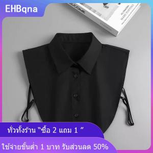 [COD] EHBqna KITCHEN เสื้อสเวตเตอร์คอปกสีขาวสีดำมีปกแบบถอดได้สำหรับผู้หญิงเสื้อผ้าคอตตอนเครื่องประดับ