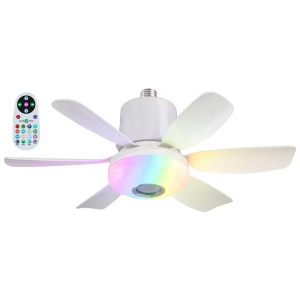 Inverter Ceiling Fan With LED Light With Bluetooth Speaker Ceiling Fan Heavy Duty With Remote E27 Socket Light Fan Dimming Fan Bulb 3 Speeds 3-color Light 32W  For Indoor Dining Room Bedroom
