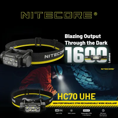 NITECORE Senter Kepala 6 Core LED Headlamp 6000 mAh 1600 Lumens IP68 - HC70 UHE - Black