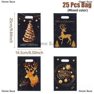 [COD] Home Base 10 25 50ชิ้นผสมสีทองกวางชุดของขวัญคริสต์มาสถุงหิ้ว OPP ของขวัญแวววาวถุงขนมถุงของขวัญพลาสติกถุงของขวัญคืน