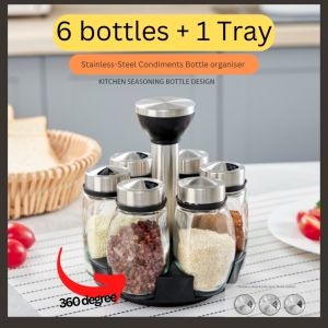 Rotating Spice Rack/Condiments Organizer Salt Holder Box Shaker For Spices Cans Container Pepper Kitchen Seasoning Powder