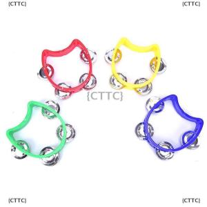 {CTTC} Hand Held Tambourine Metal Bell Plastic Percussion for KTV Party Kid Game Toy