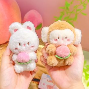 PRAYERF 2pcs/set Panda Otter Keychain Dog ic Cartoon Couple Pendants Cabbage Bear Plush Animal Key Buckle Girls