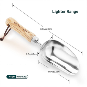 Berry & Bird Stainless Steel Hand Potting Scoop - Ergonomic Gardening Tool for Potting Transferring Soil and Planting