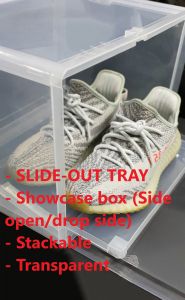 Shoebox - Slide out side open showcase shoebox shoe drawer shoe cabinet