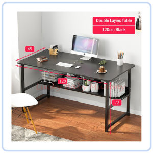 【DAILY ESSENTIAL】 Double-Layer Study Desk with Lower Shelf | 80 100 or 120cm