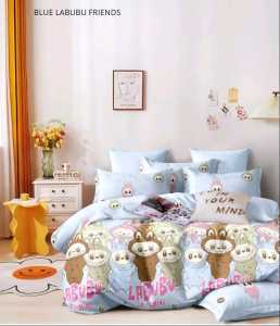 SPREI MOTIF BONEKA LABUBU MACARON FREE SARBAN SARGUL