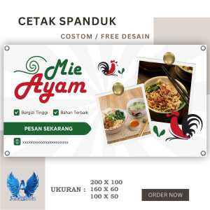 Spanduk Banner MIE AYAM DESAIN PUTIH Bisa Request