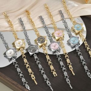 PENTU Zinc Alloy Star Watch Gold Silver Y2k Charm Chain Watches Creative Wristwatch Star Shape Bracelet Woman Ladies