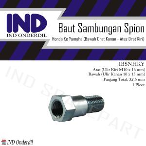 Baut Sambungan-Peninggi Spion Motor Honda ke Spion Yamaha Bawah Drat Kanan-Atas Drat Kiri M10-Baud 14