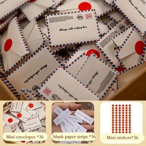 36pcs Mini Envelopes with 36pcs Round Sticker for Friend Lover Parent Graduation Gift Valentines Day Gift Anniversary Gift