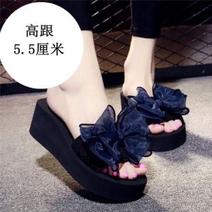 [Free Shipping] New Style Slip-On Sandals With Handmade Bow 3- 6Cm Non-Slip Beach Vacation Travel Fashion WomenS Beach Shoes Trendy