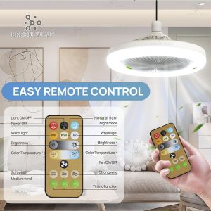 Ceiling Fan E27 With  Control Cooling Electric fan  Bulb 2in1 Fan With LED Light Lamp Fan Led Light Bulb for Room Office
