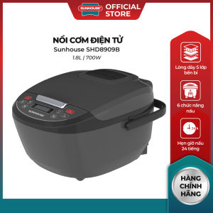 Nồi cơm điện tử 1.8L SUNHOUSE SHD8909B - SHD8909 - 6 Chế độ nấu tự động - Lòng nồi 5 lớp dày dặn - Bảo hành 12 tháng - Hàng Chính Hãng