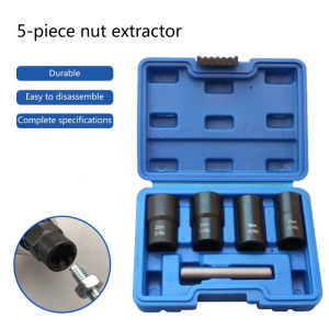 5Pcs/Set Damaged Bolts Nuts Screws Remover Extractor Removal Tool Set Threading Tool Kit Black Nuts