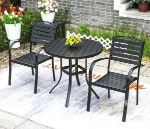 Bàn Ghế Sân Vườn Ngoài Trời HT-D80 Polywood - Khung Bàn Chất Liệu Nhôm Đúc Sơn Tĩnh Điện Mặt Bàn và Ghế Chất Liệu Polywood Không Sợ Han Gỉ Oxi Hóa