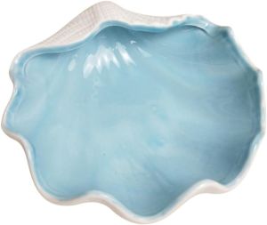Garneck Shell Shape Jewelry Dish Tray - Ceramic Shell Candy Server Bowl - Multifunction Seashell Decor Bowl for Home Organising Jewellery Holding Food (Bule)