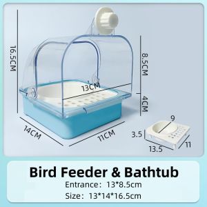 Bird Cage Feeder Bath Box Wall Mounted No Spill Plastic Food Water Cup Easy Clean For Parrot Hamster
