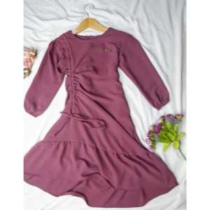 Gamis baju anak muslim viral /dress kimora kids serut 3-12 tahun crinkle airflow / dress anak tanggung