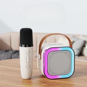 Bluetooth Mini Speaker Karaoke Portable with 2 MIC 1 SET Mini Machine Bluetooth MP3 Player Full Bass Wireless Karaoke Speaker Stereo Sing K12