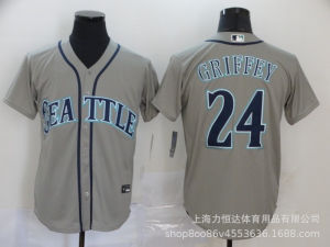 Embroidered Mariners baseball jersey mens model number 24 GRIFFEY embroidered open-front jersey short-sleeved